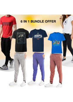 6 in 1 Bundle Offer,Unisex striped shirt And Tracksuit Set Assorted Colors And Designs